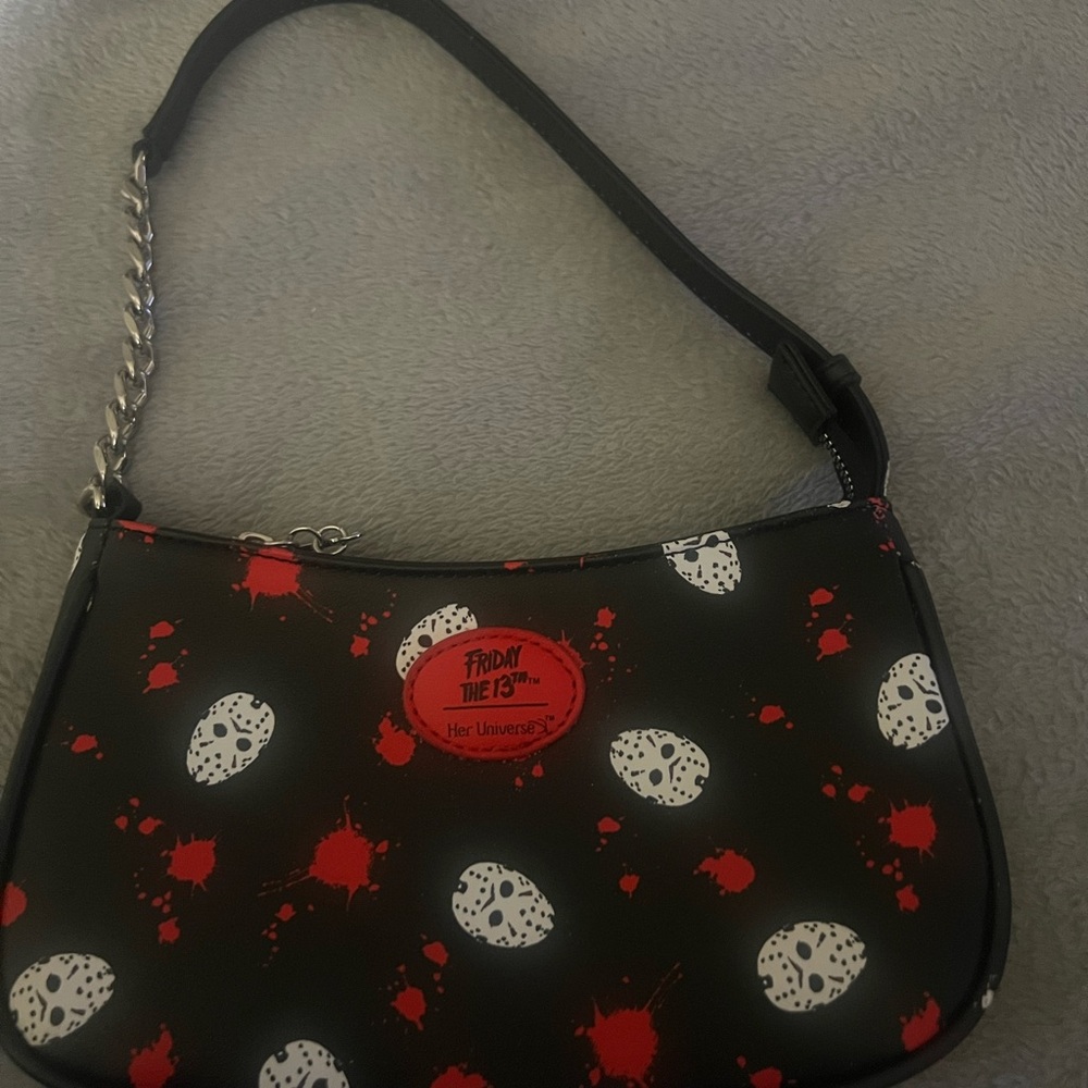 Source Unknown Black And Red Graphic Shoulder Bag - image 1